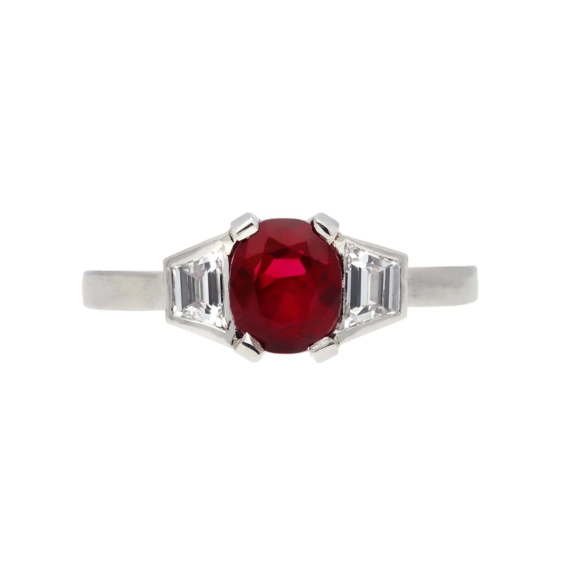 Art Deco Platinum Ruby & Diamond Ring front
