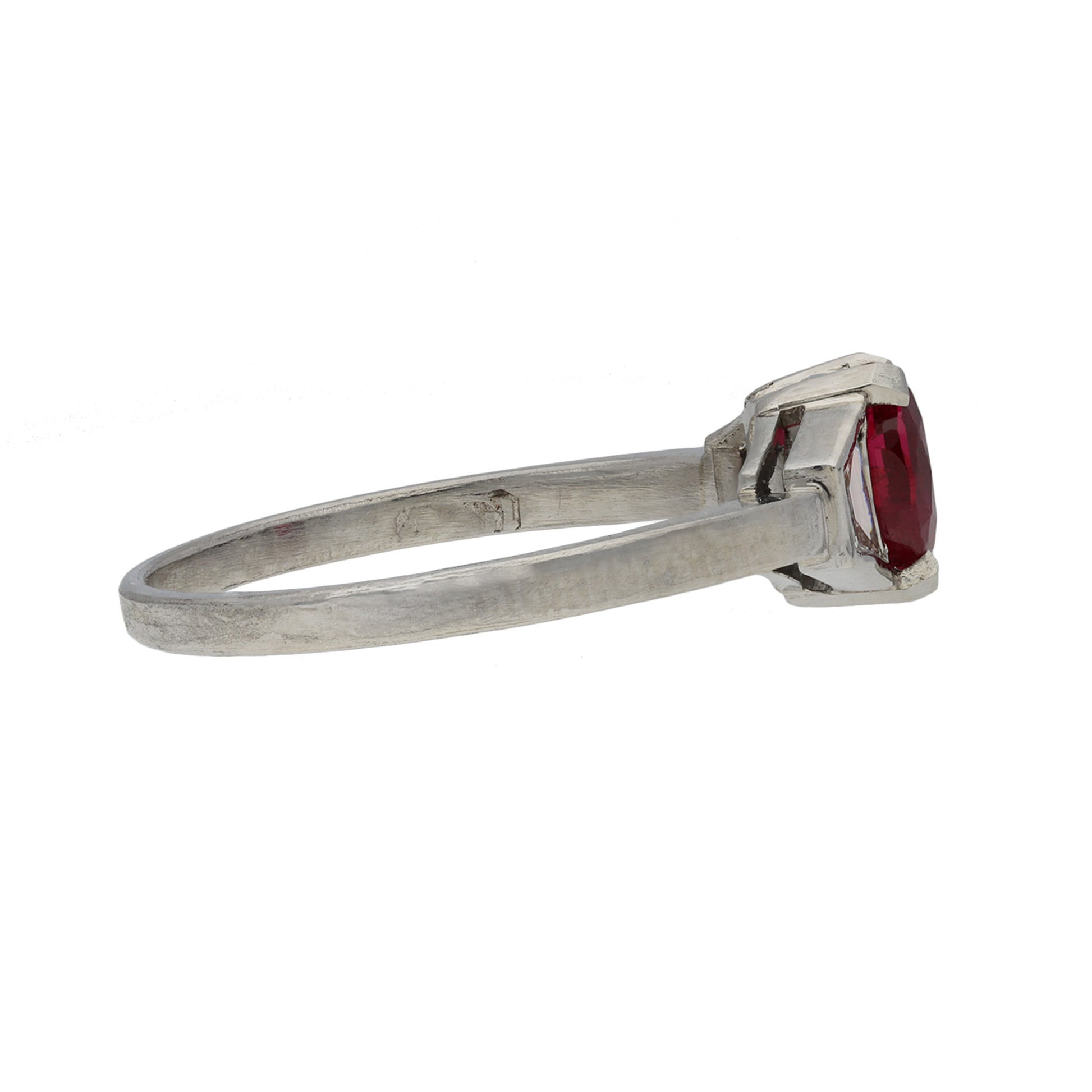 Art Deco Platinum Ruby & Diamond Ring side