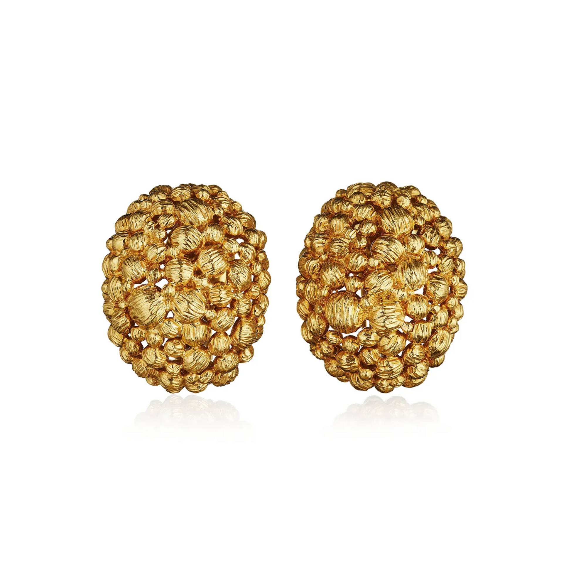David Webb 1980s 18KT Yellow Gold Earrings front
