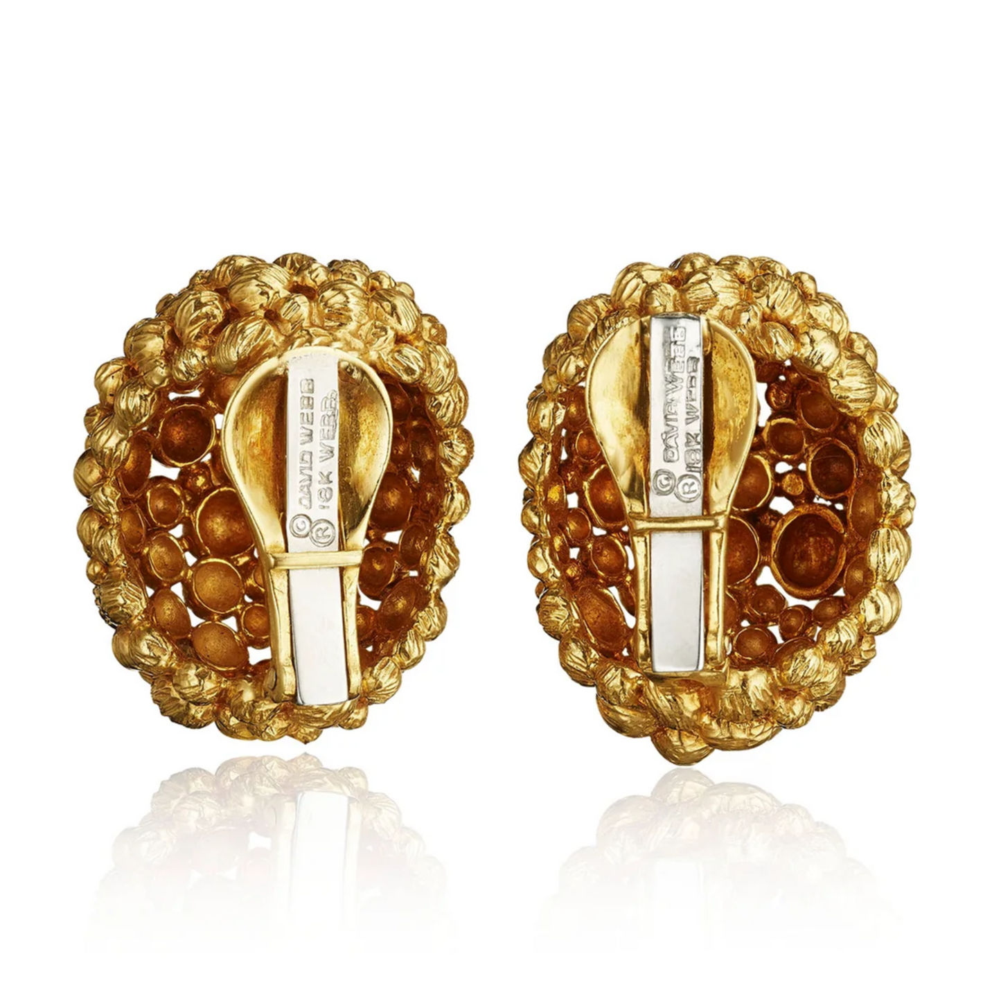 David Webb 1980s 18KT Yellow Gold Earrings back