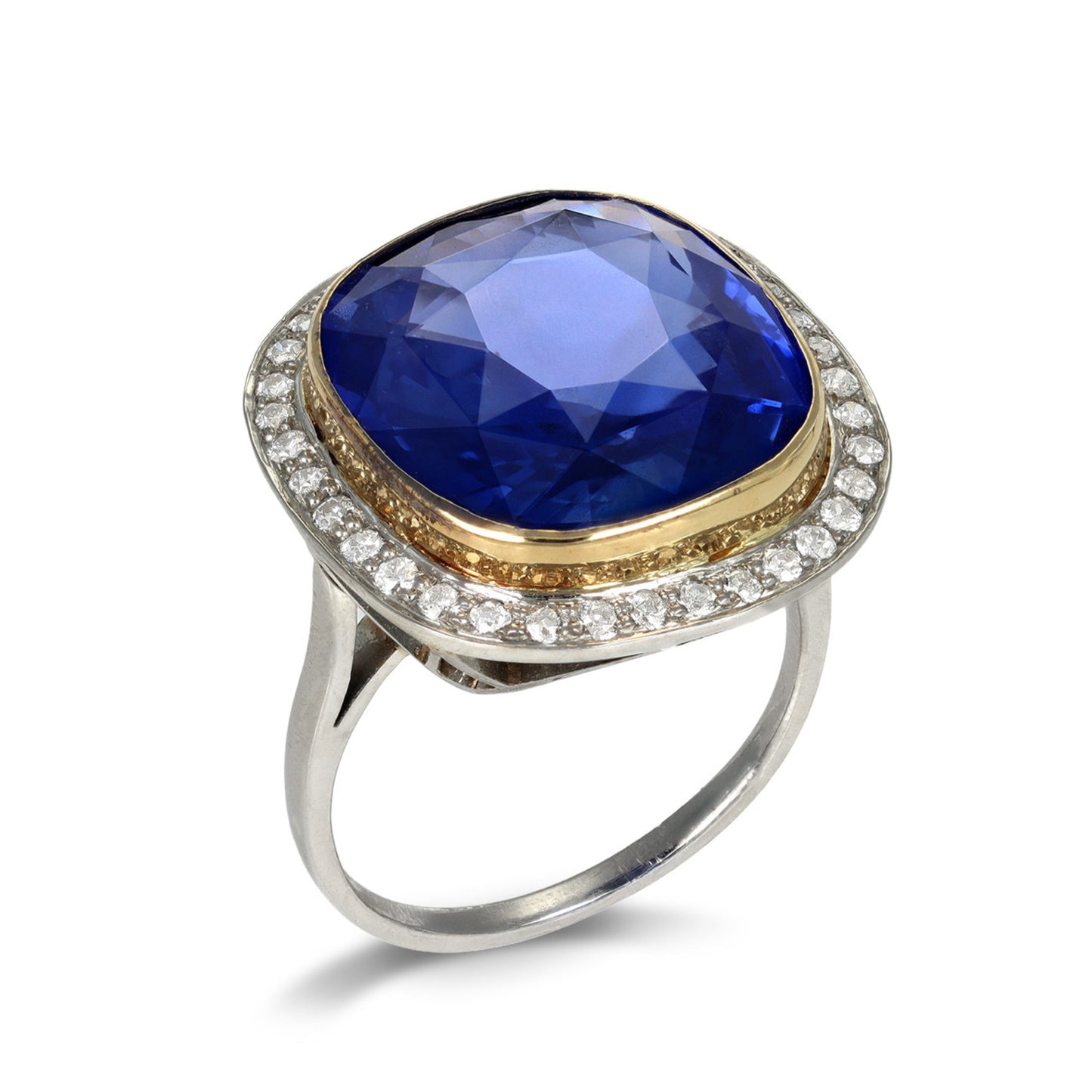 1930s Platinum & 18KT Yellow Gold Sapphire & Diamond Ring side