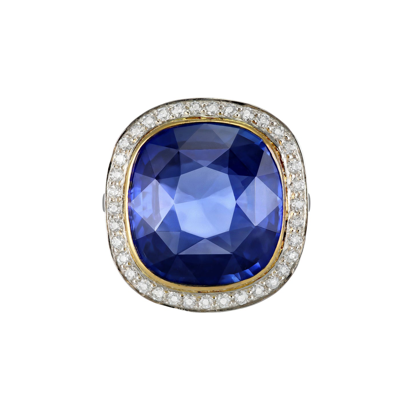 1930s Platinum & 18KT Yellow Gold Sapphire & Diamond Ring front