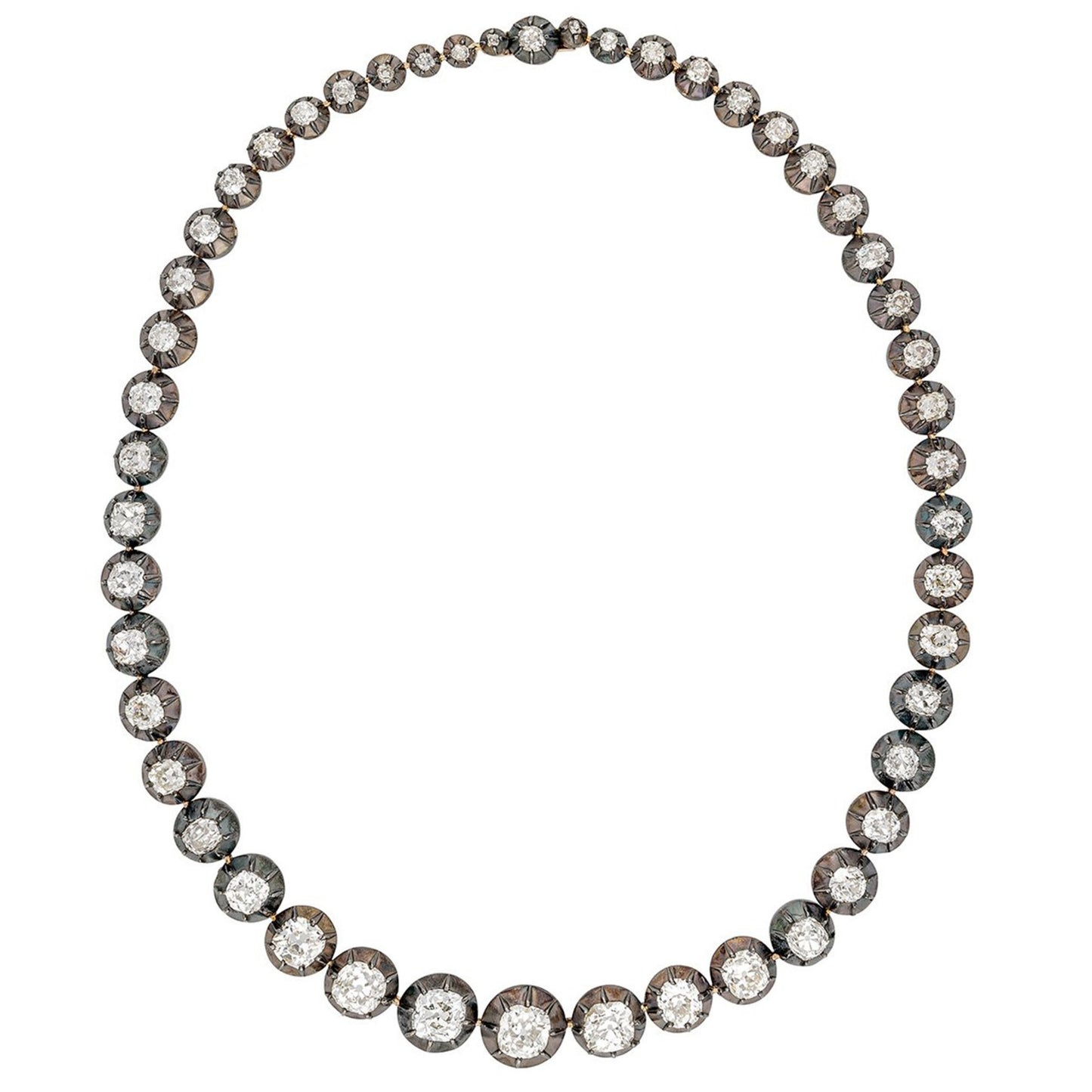 Victorian Silver & 18KT Yellow Gold Diamond Necklace front