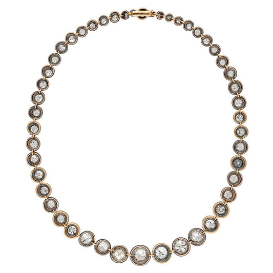Victorian Silver & 18KT Yellow Gold Diamond Necklace back