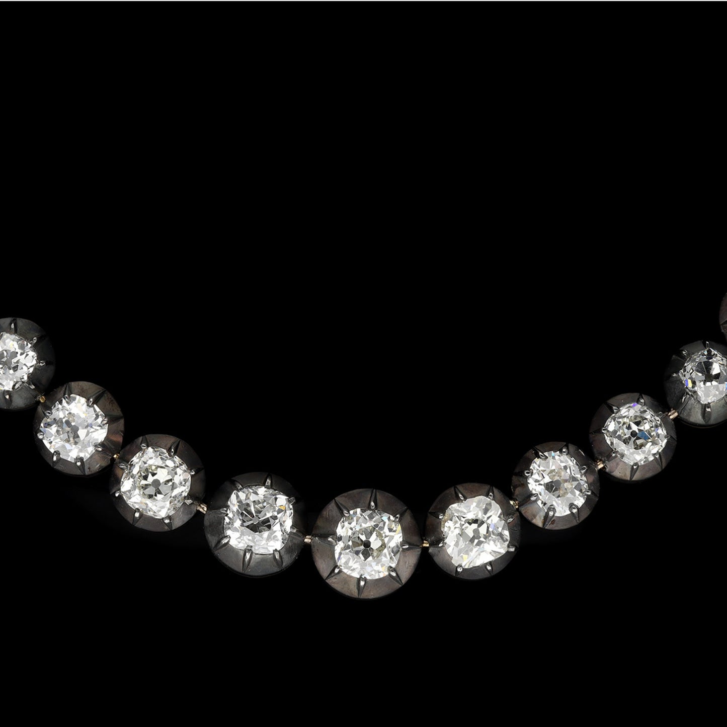 Victorian Silver & 18KT Yellow Gold Diamond Necklace front