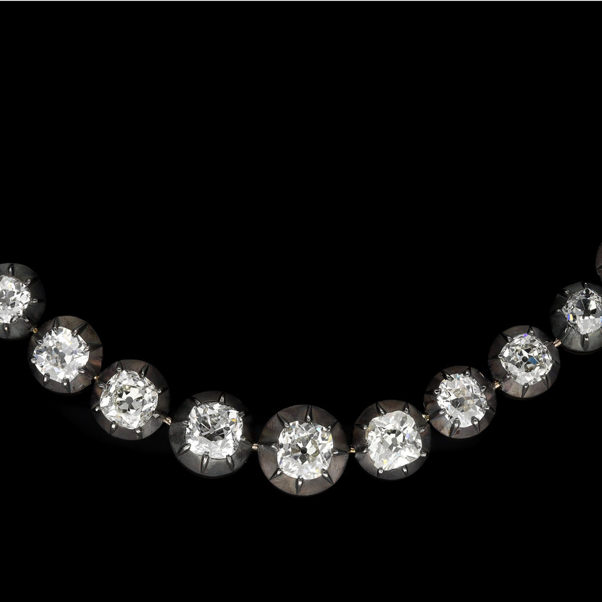 Victorian Silver & 18KT Yellow Gold Diamond Necklace front