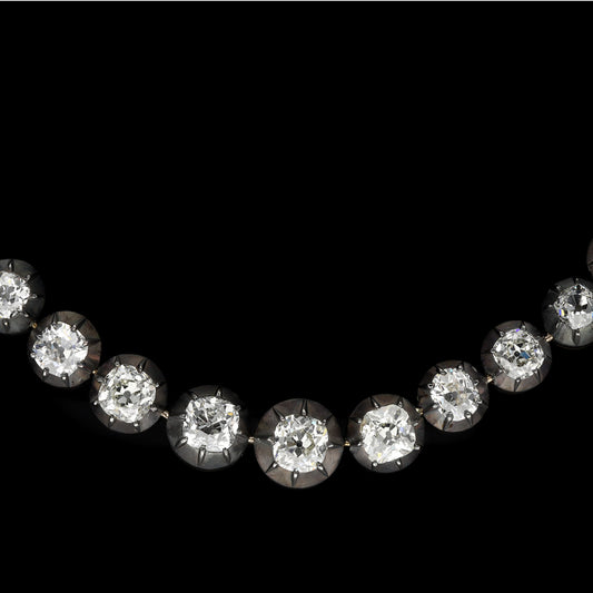 Victorian Silver & 18KT Yellow Gold Diamond Necklace front
