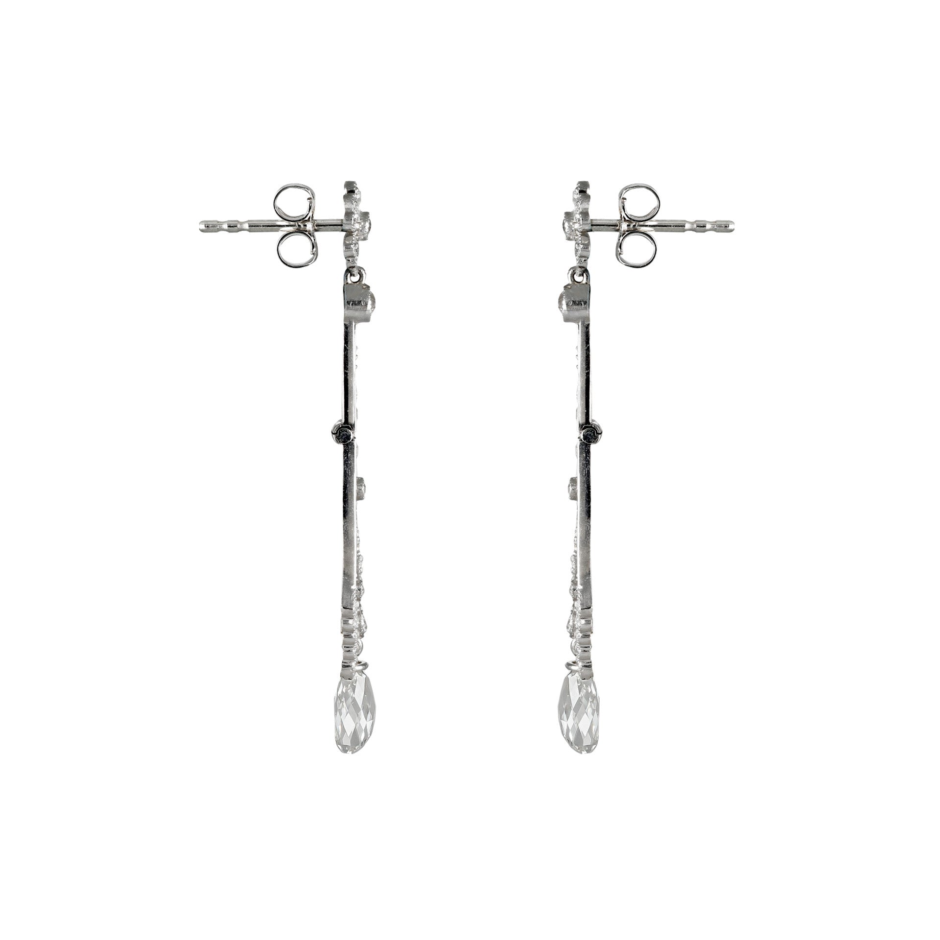 American Art Deco Platinum Diamond Earrings side
