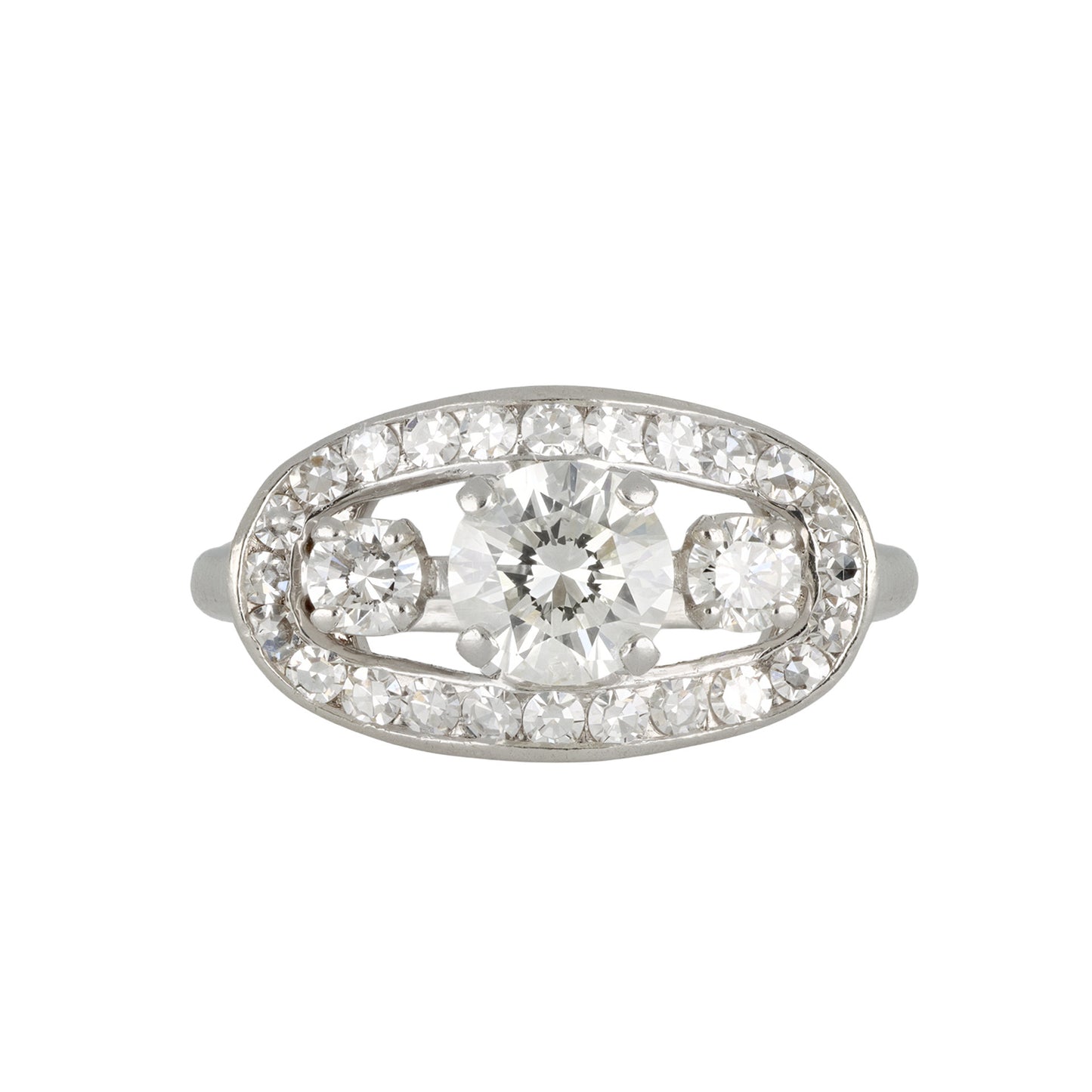 Whitehouse Bros 1950s Platinum & Iridium Diamond Ring front