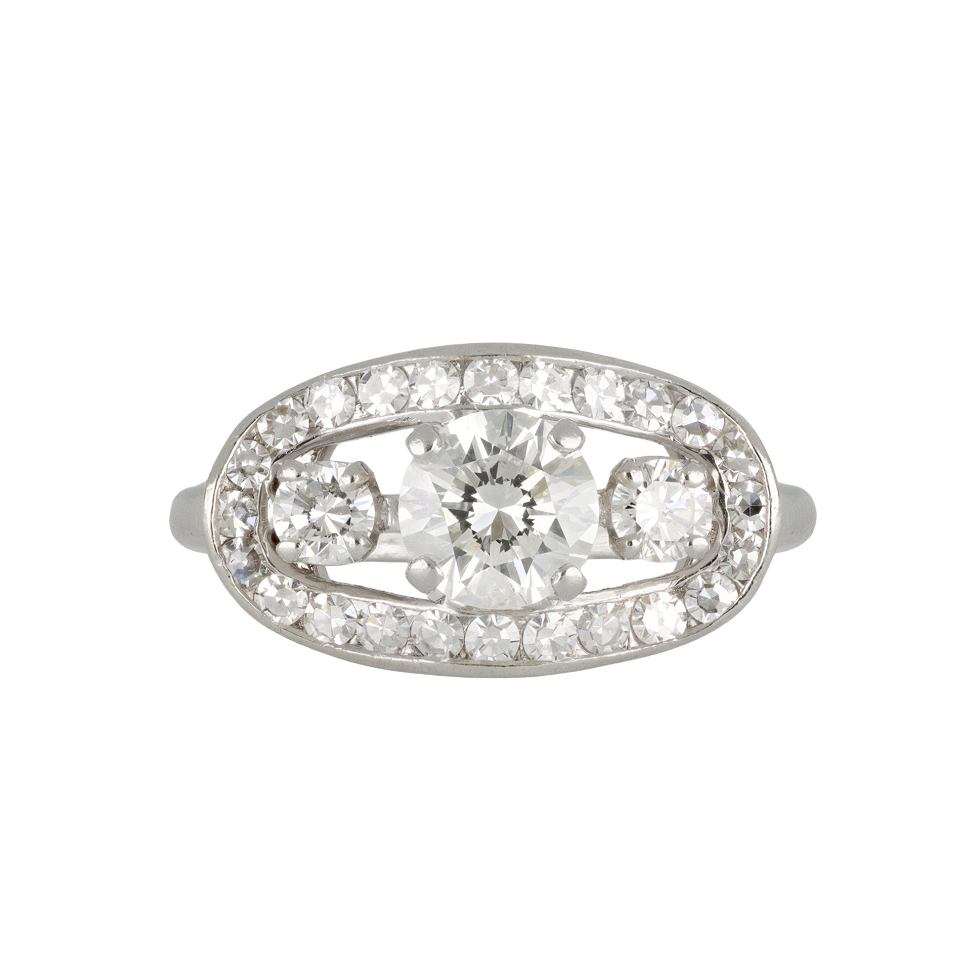 Whitehouse Bros 1950s Platinum & Iridium Diamond Ring front