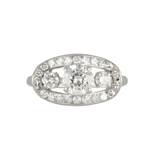 Whitehouse Bros 1950s Platinum & Iridium Diamond Ring front