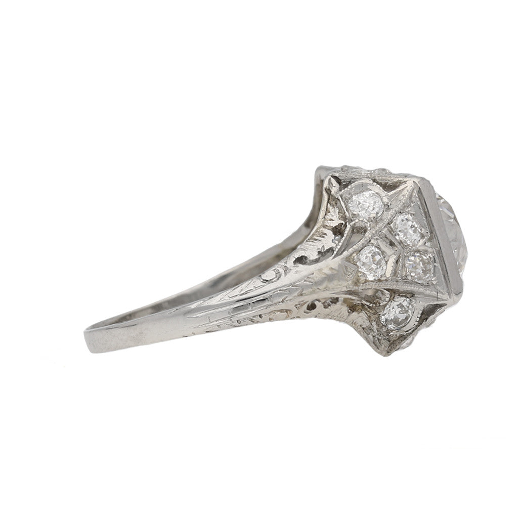 Art Deco Platinum Diamond Ring side