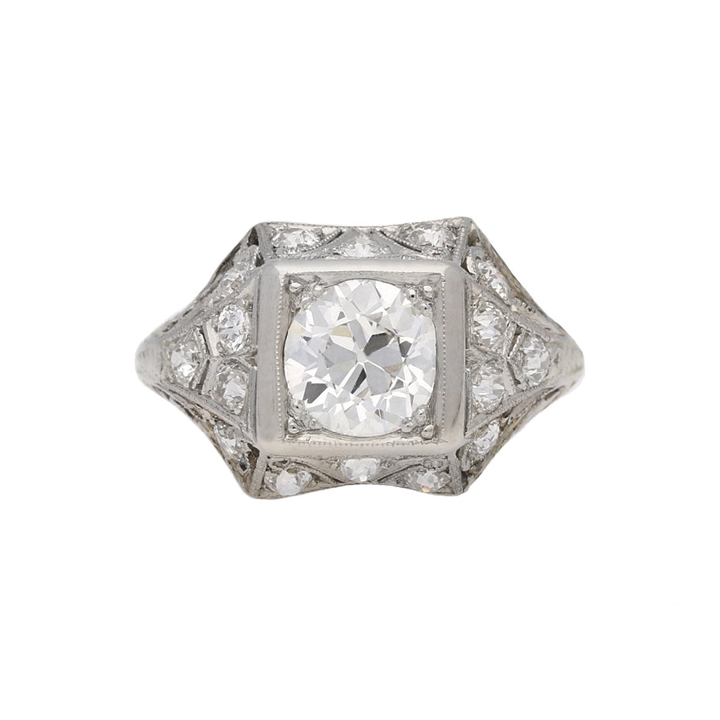 Art Deco Platinum Diamond Ring front