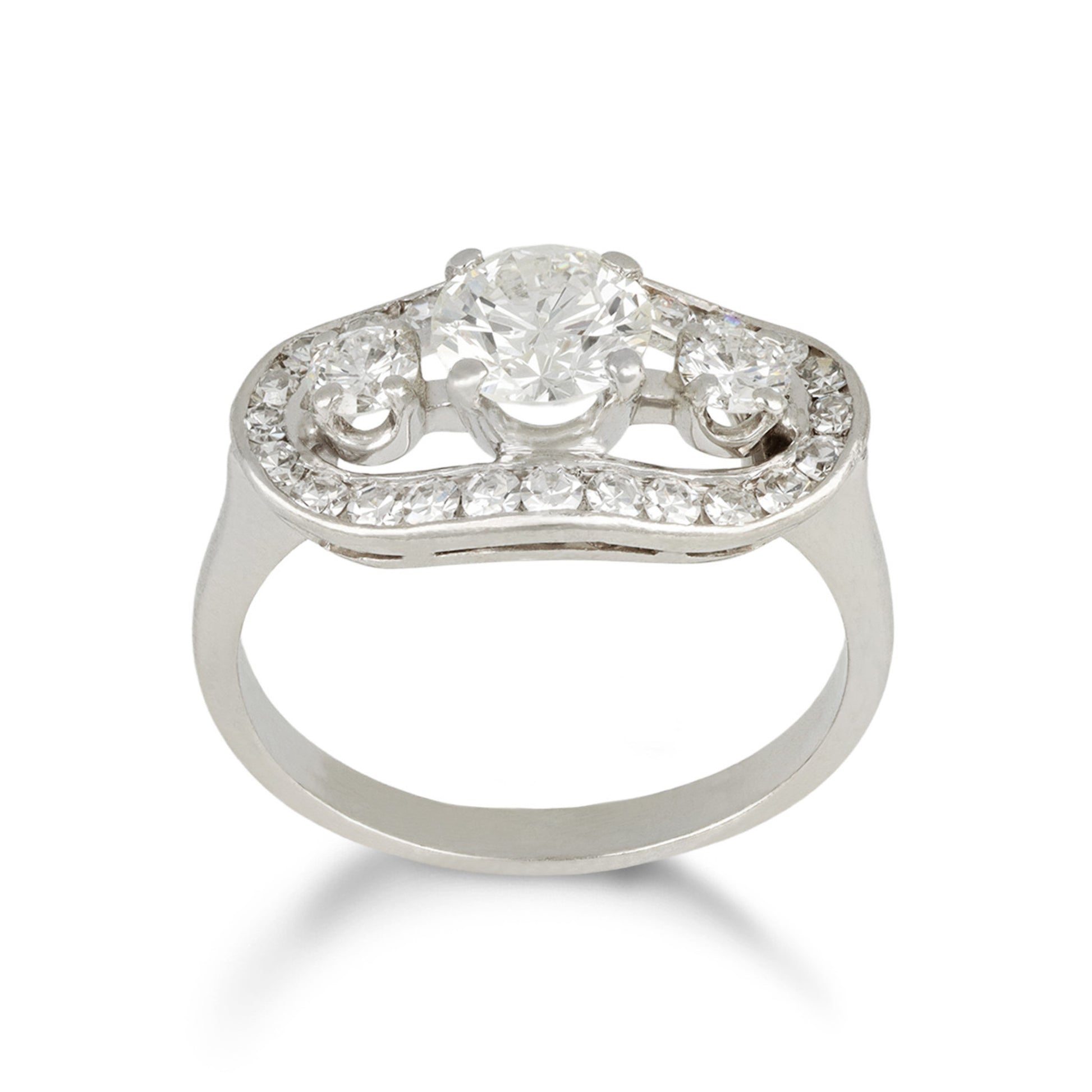 Whitehouse Bros 1950s Platinum & Iridium Diamond Ring profile