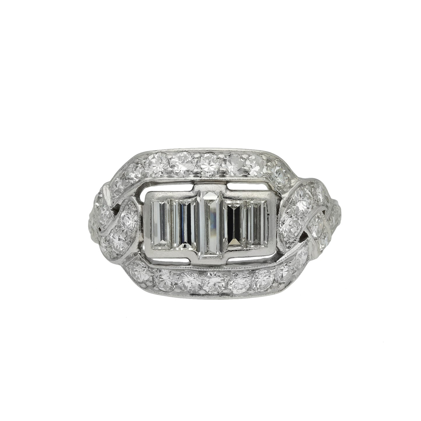 American Art Deco Platinum Diamond Ring front