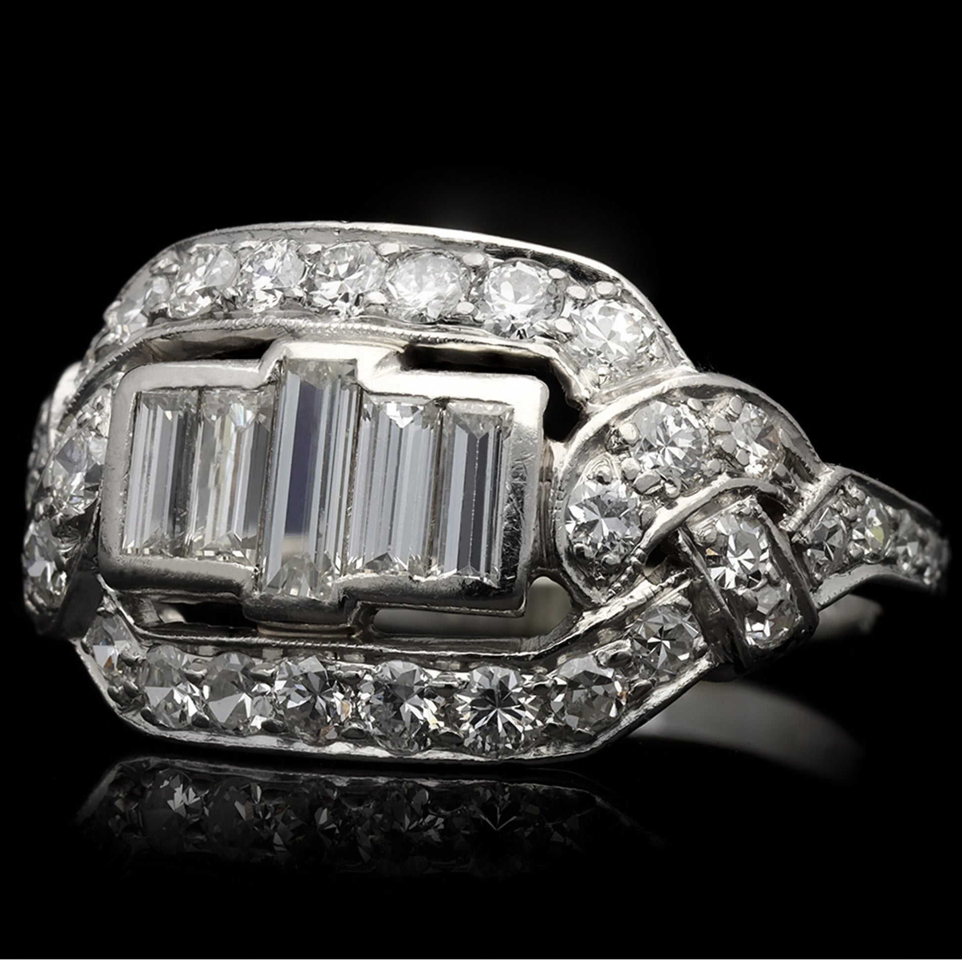 American Art Deco Platinum Diamond Ring front