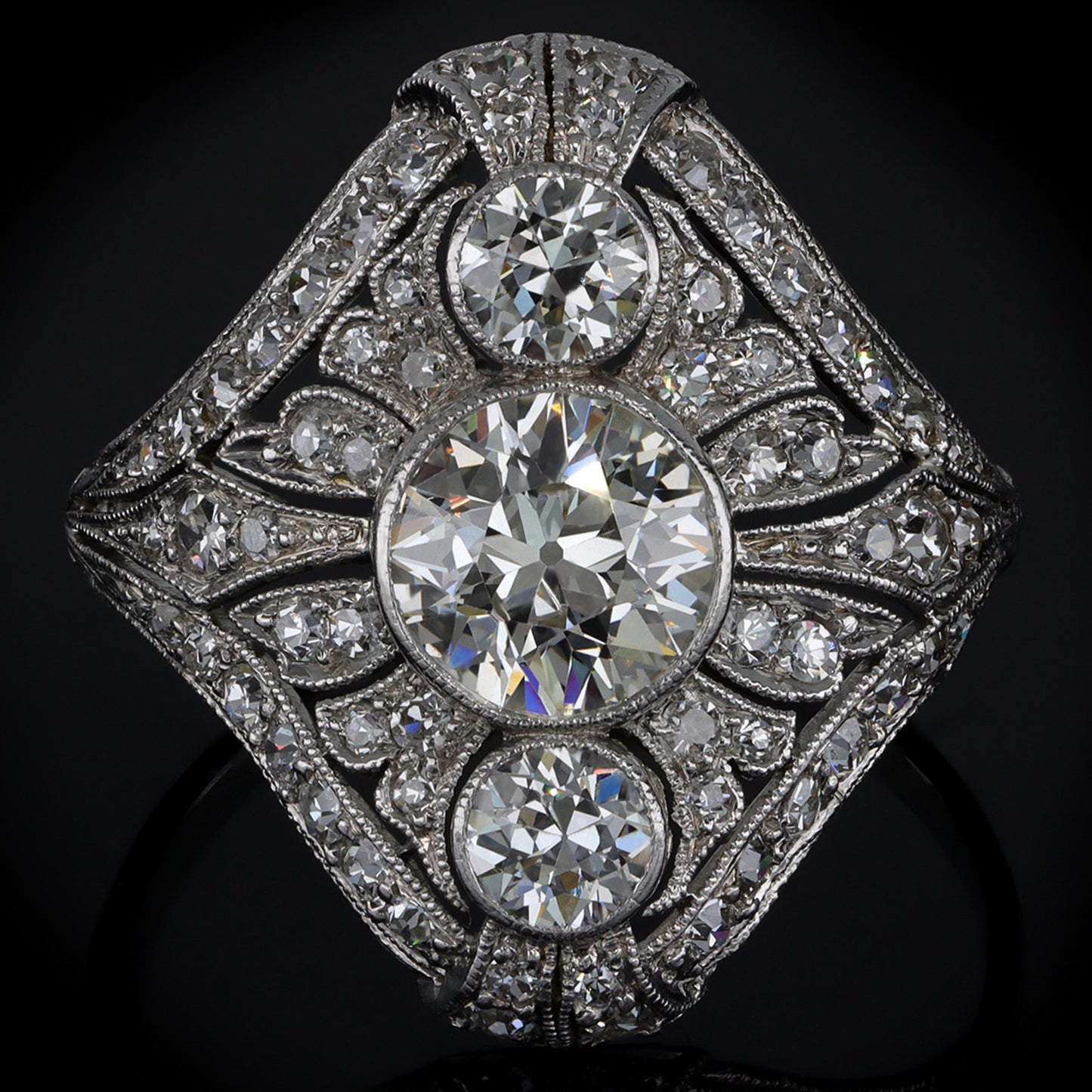 Art Deco Platinum Diamond Ring front