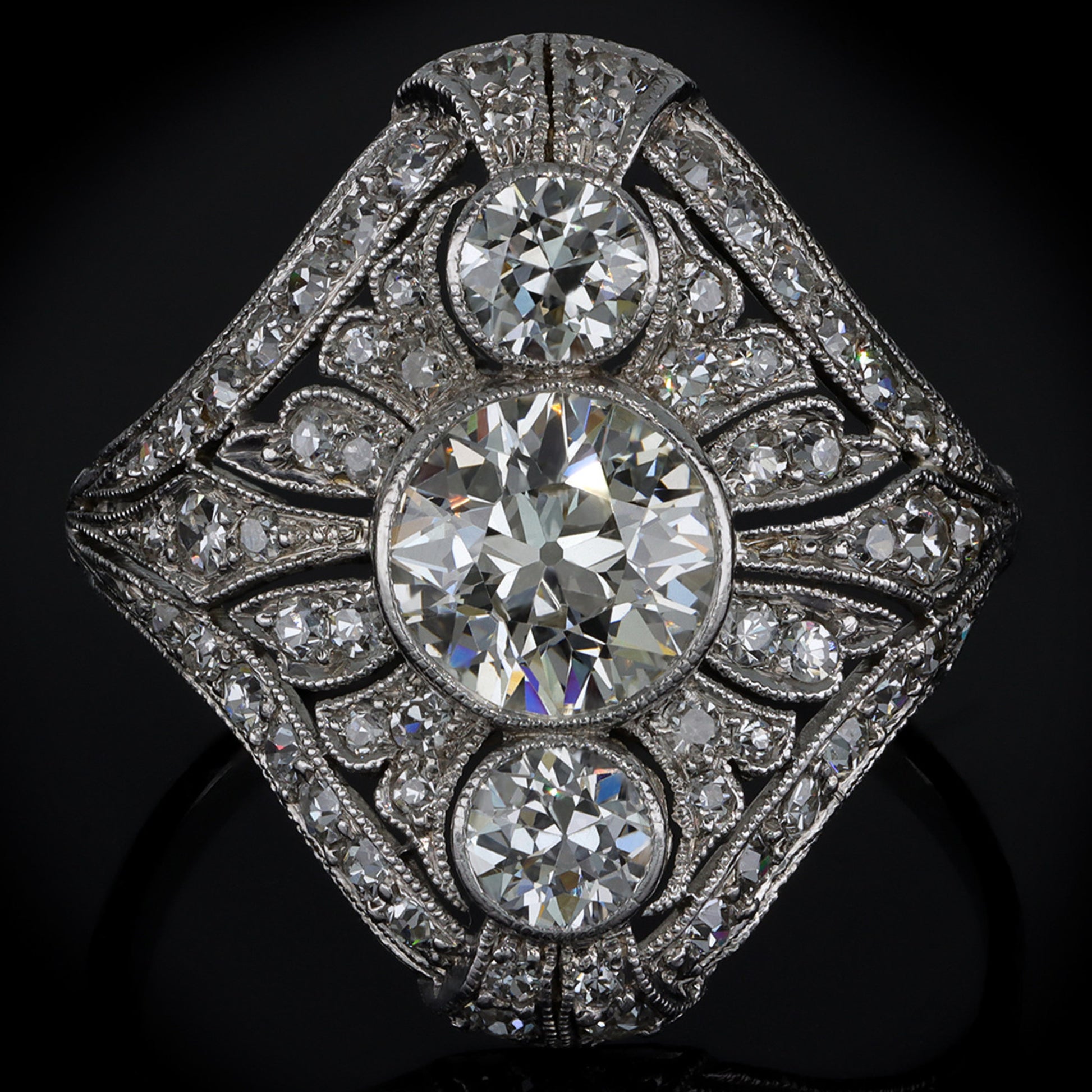 Art Deco Platinum Diamond Ring front