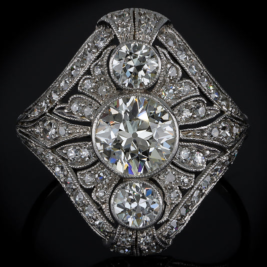Art Deco Platinum Diamond Ring front