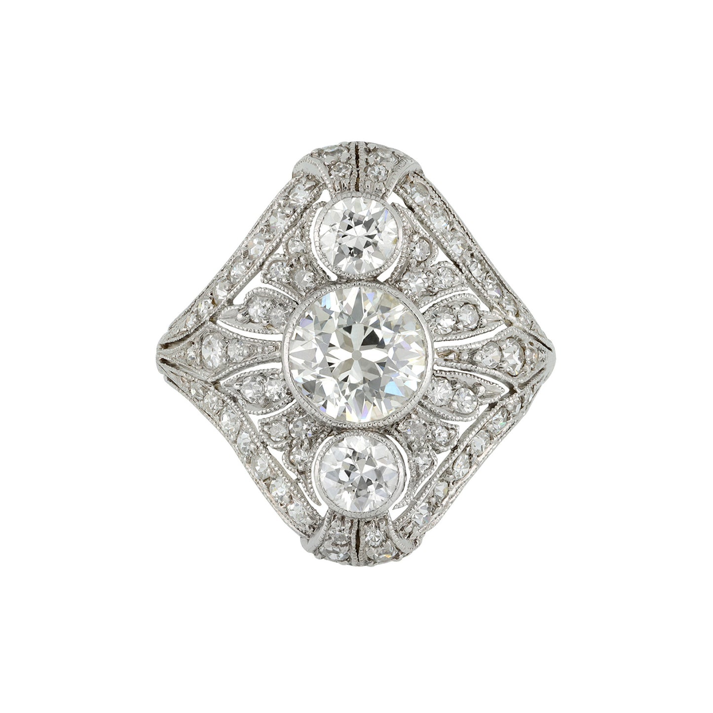 Art Deco Platinum Diamond Ring front