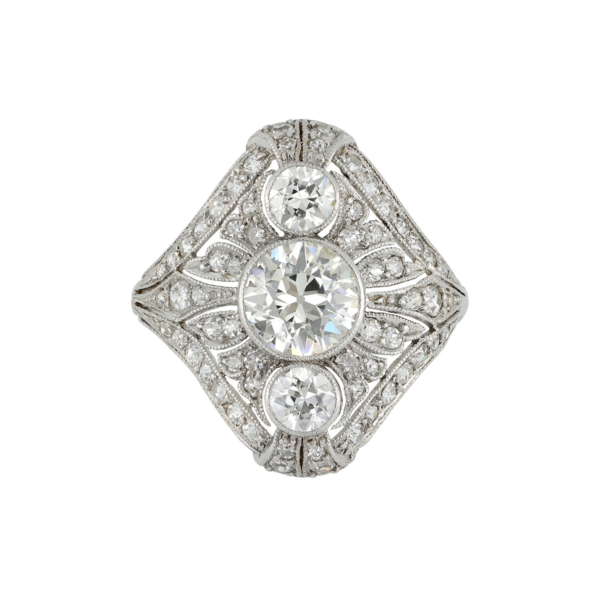 Art Deco Platinum Diamond Ring front