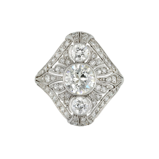 Art Deco Platinum Diamond Ring front