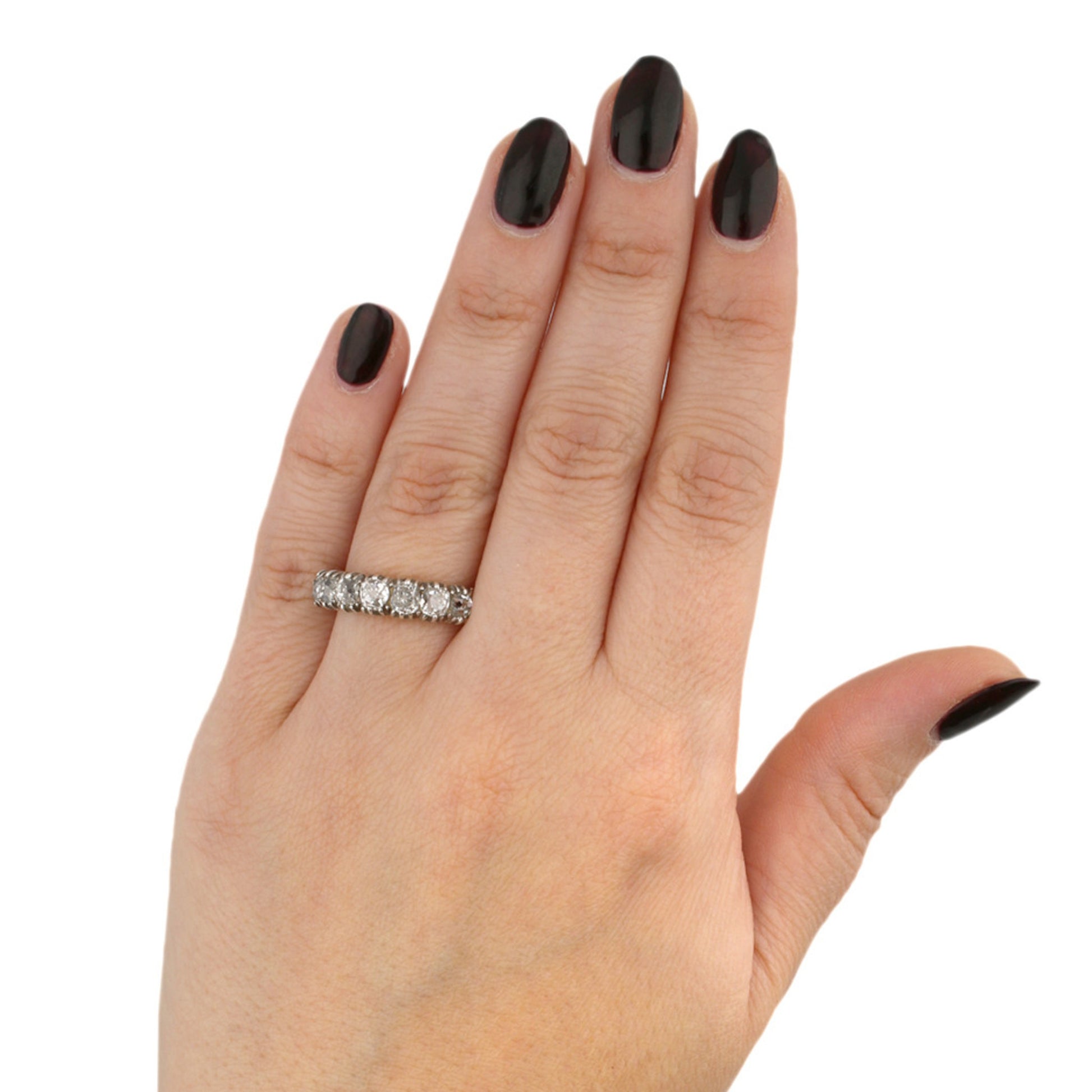 Victorian Silver & 18KT Yellow Gold Diamond Ring on finger