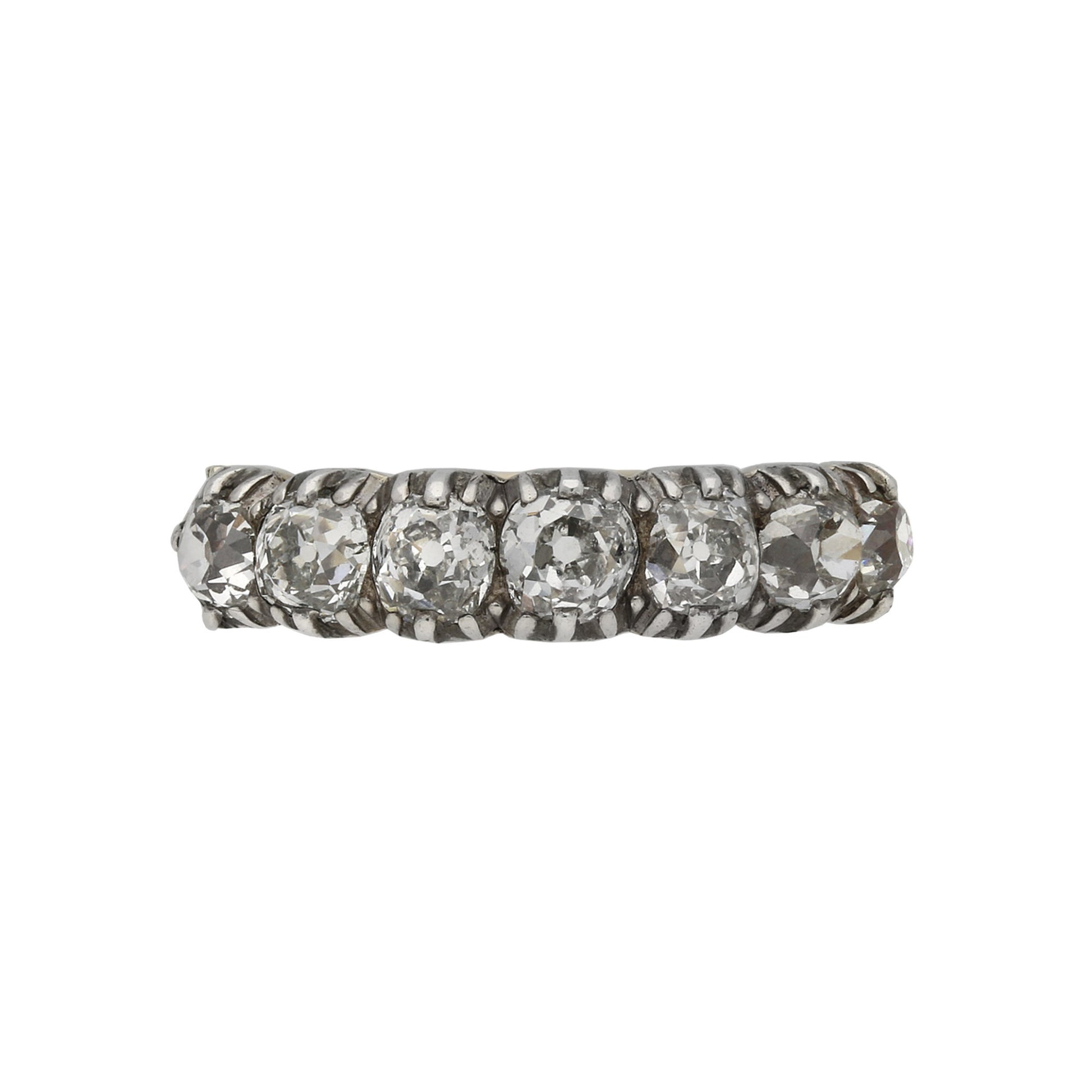 Victorian Silver & 18KT Yellow Gold Diamond Ring front