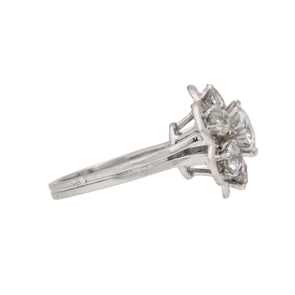 French 1940s Platinum & 18KT White Gold Diamond Ring side