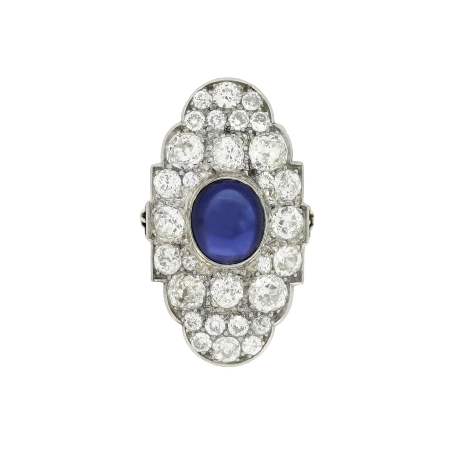 Edwardian Platinum Sapphire & Diamond Ring front