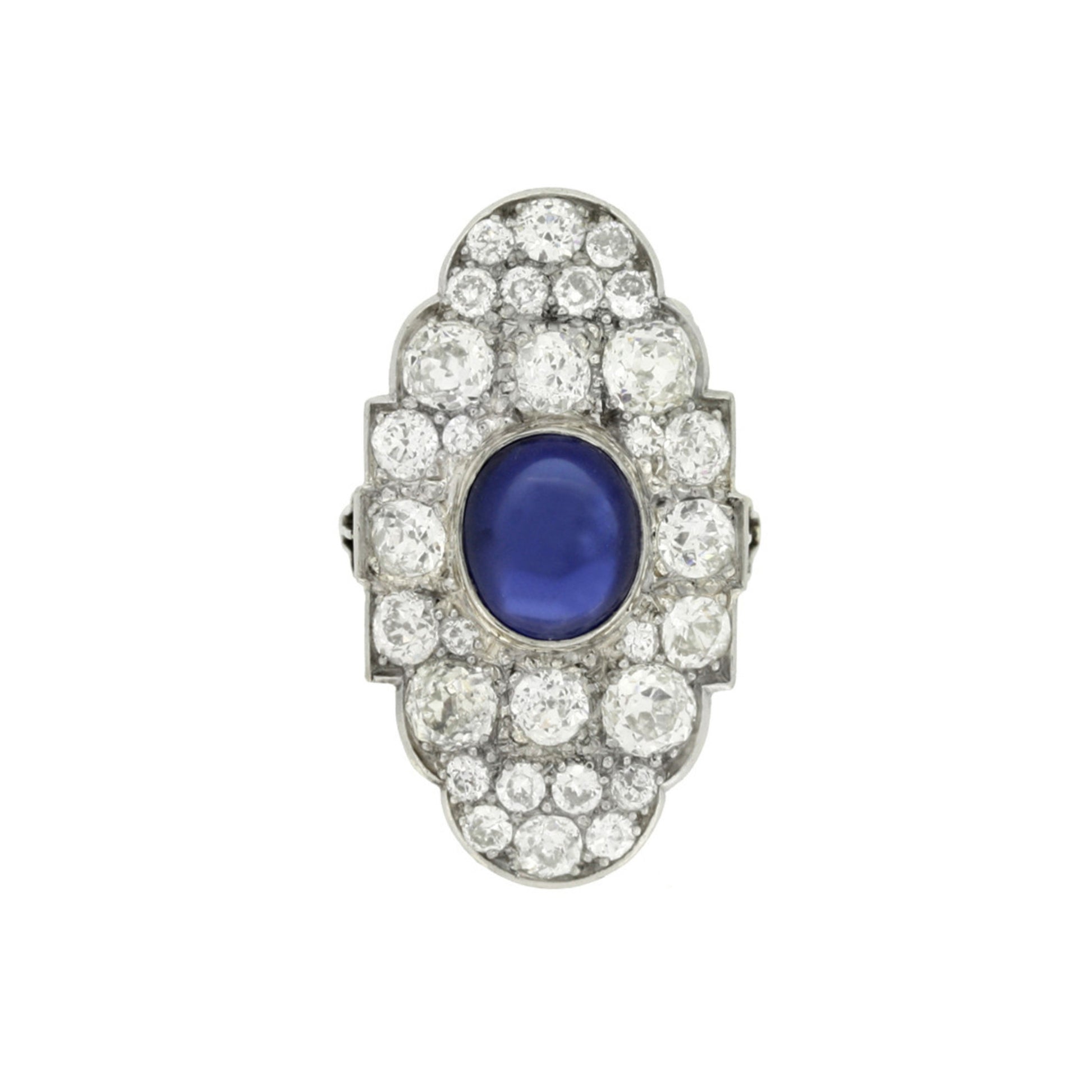 Edwardian Platinum Sapphire & Diamond Ring front