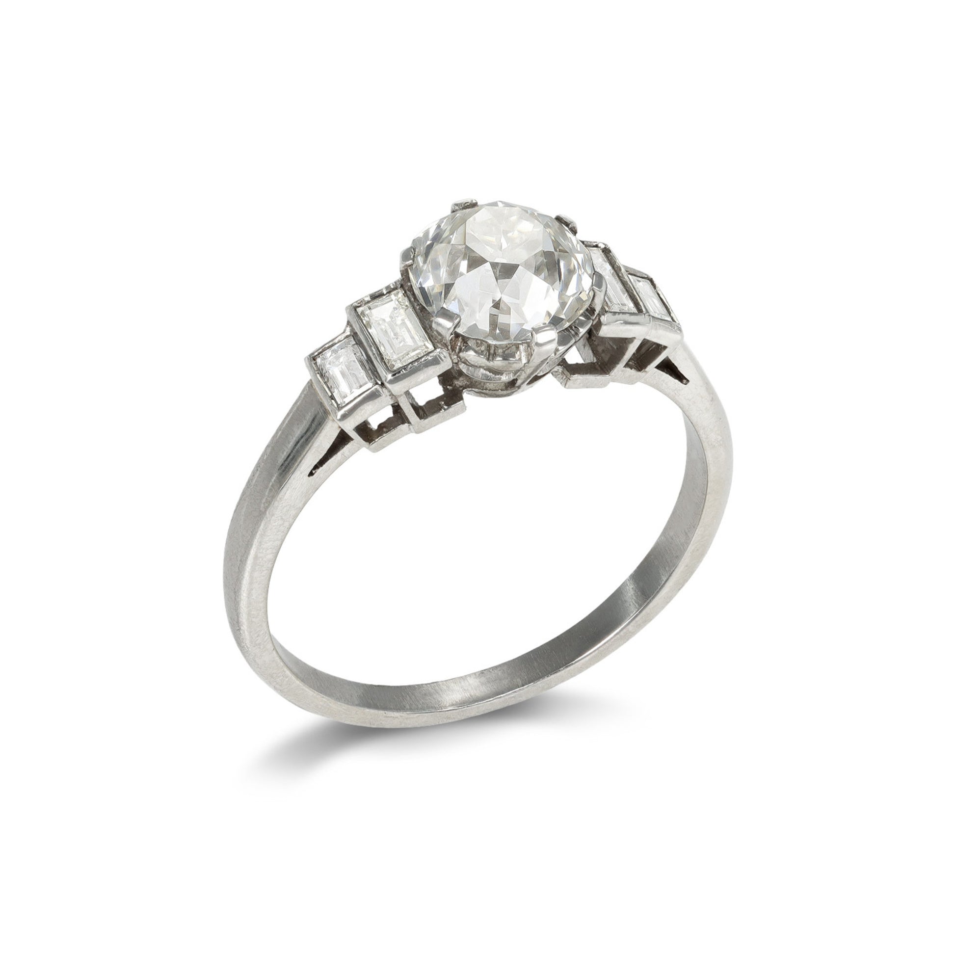 Art Deco Platinum Diamond Ring profile
