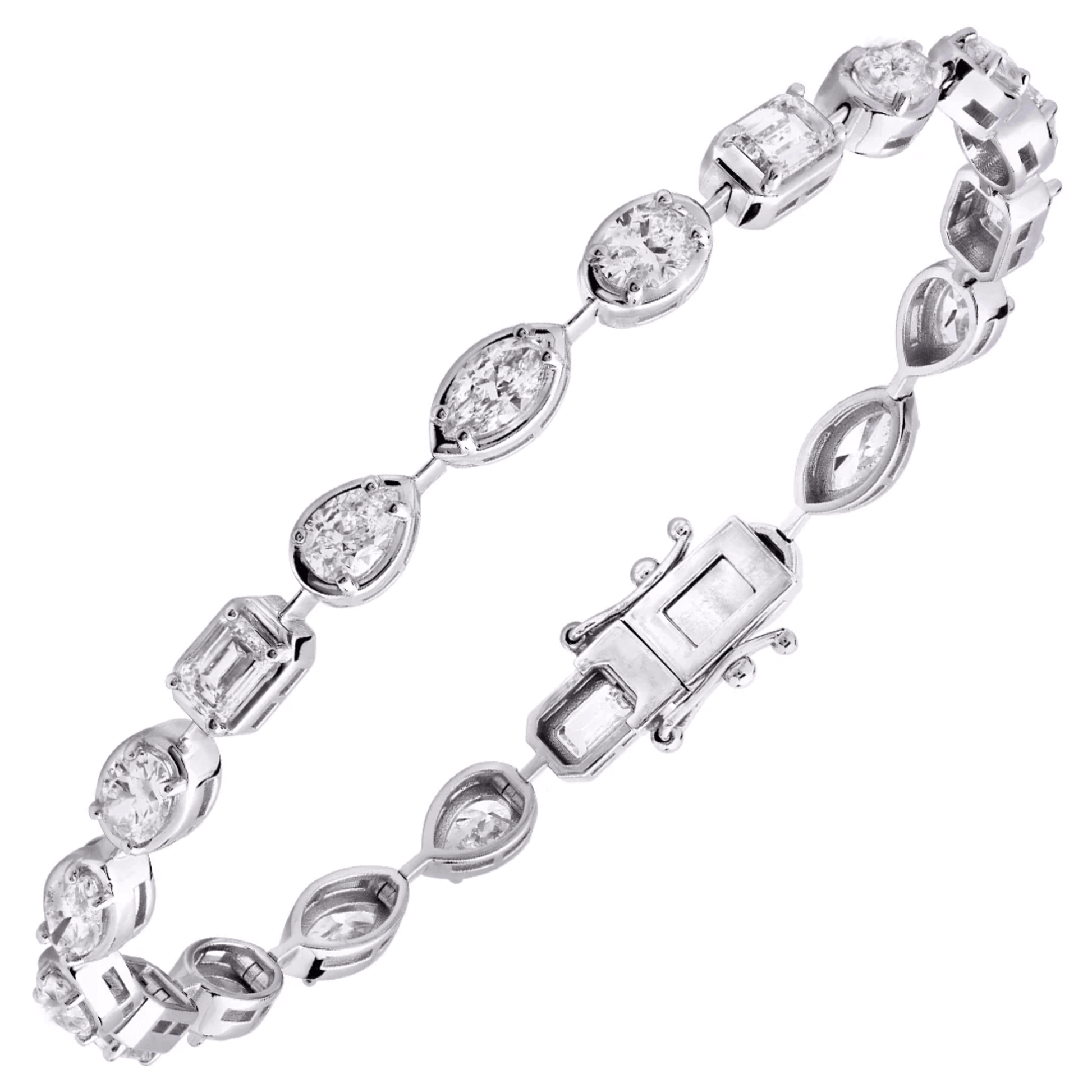 Contemporary 14KT White Gold Diamond Bracelet front