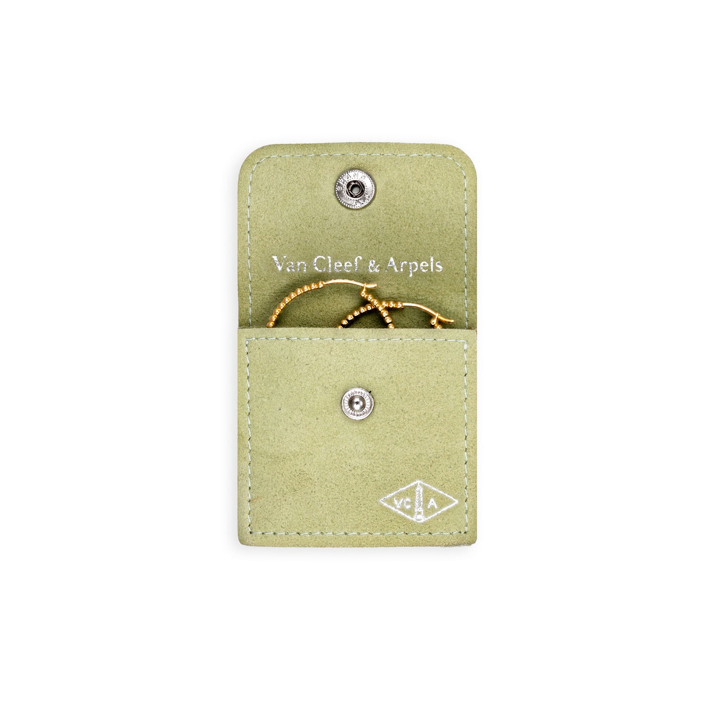 Van Cleef & Arpels French Post-1980s 18KT Yellow Gold Earrings in pouch