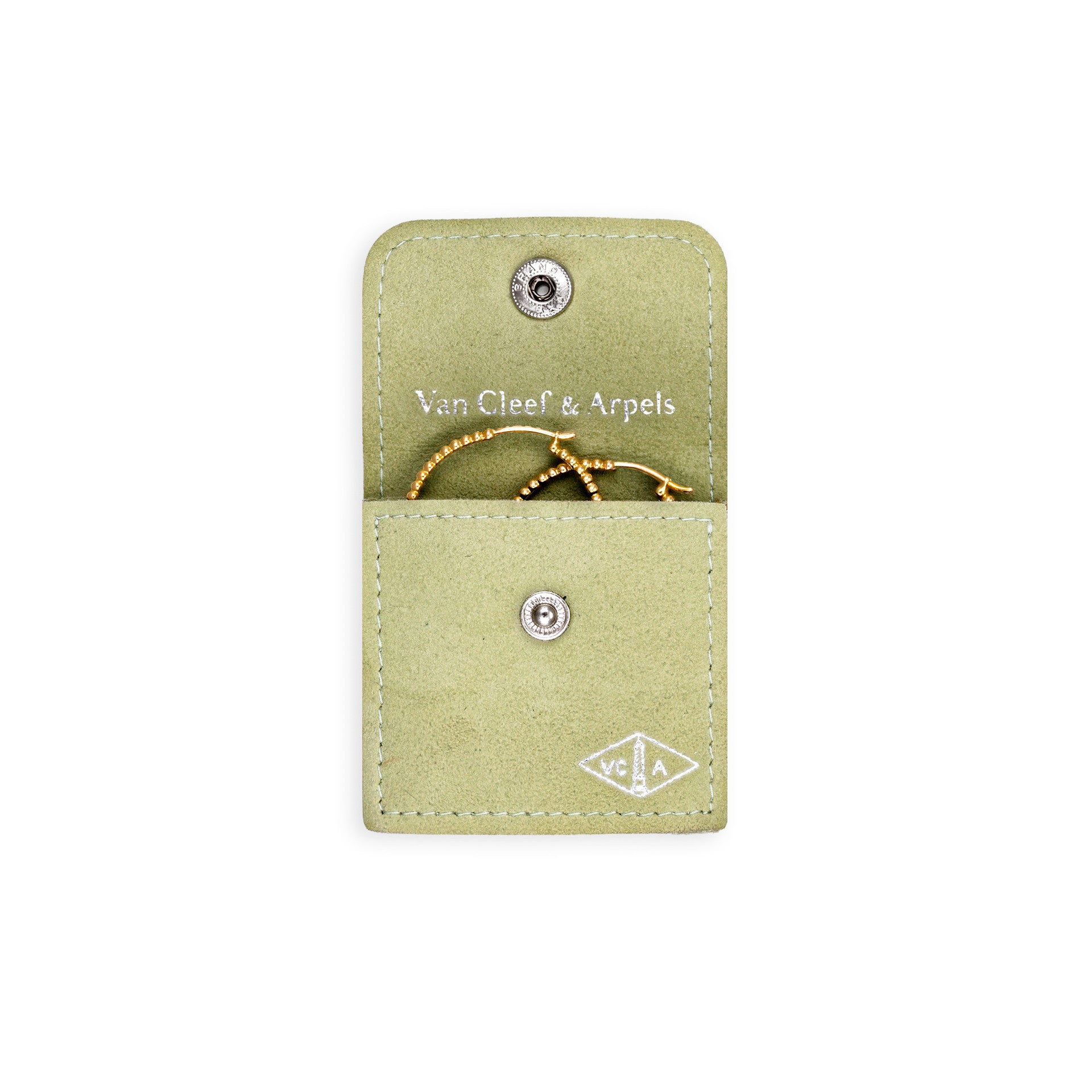 Van Cleef & Arpels French Post-1980s 18KT Yellow Gold Earrings in pouch