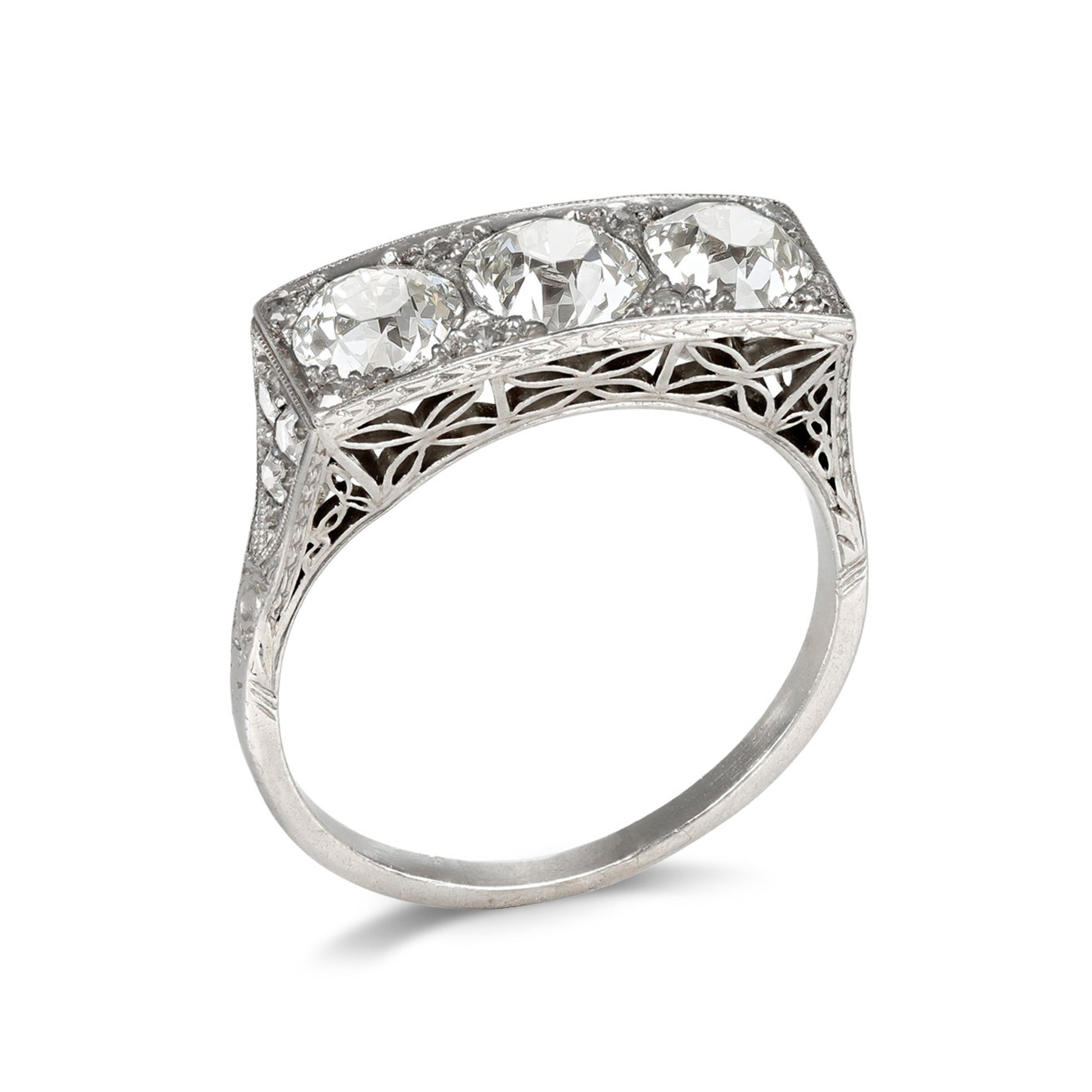 Art Deco Platinum Diamond Ring profile