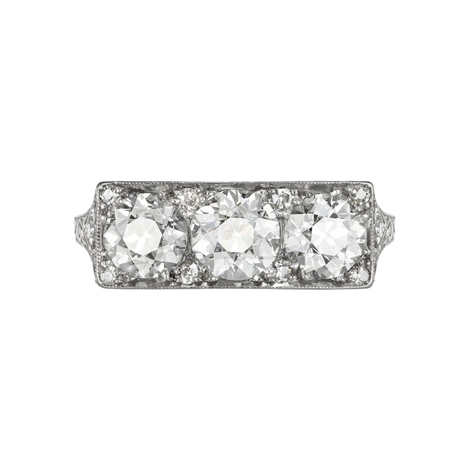 Art Deco Platinum Diamond Ring front