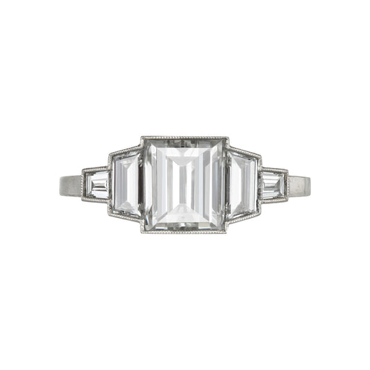 Art Deco Platinum Diamond Ring front