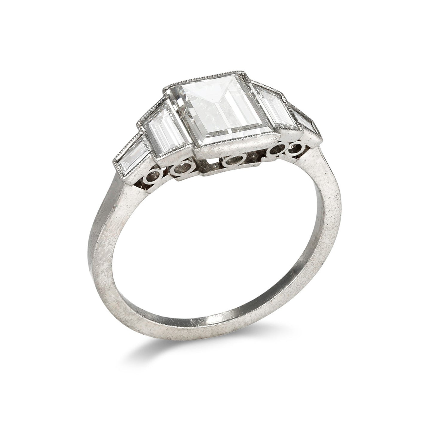 Art Deco Platinum Diamond Ring profile