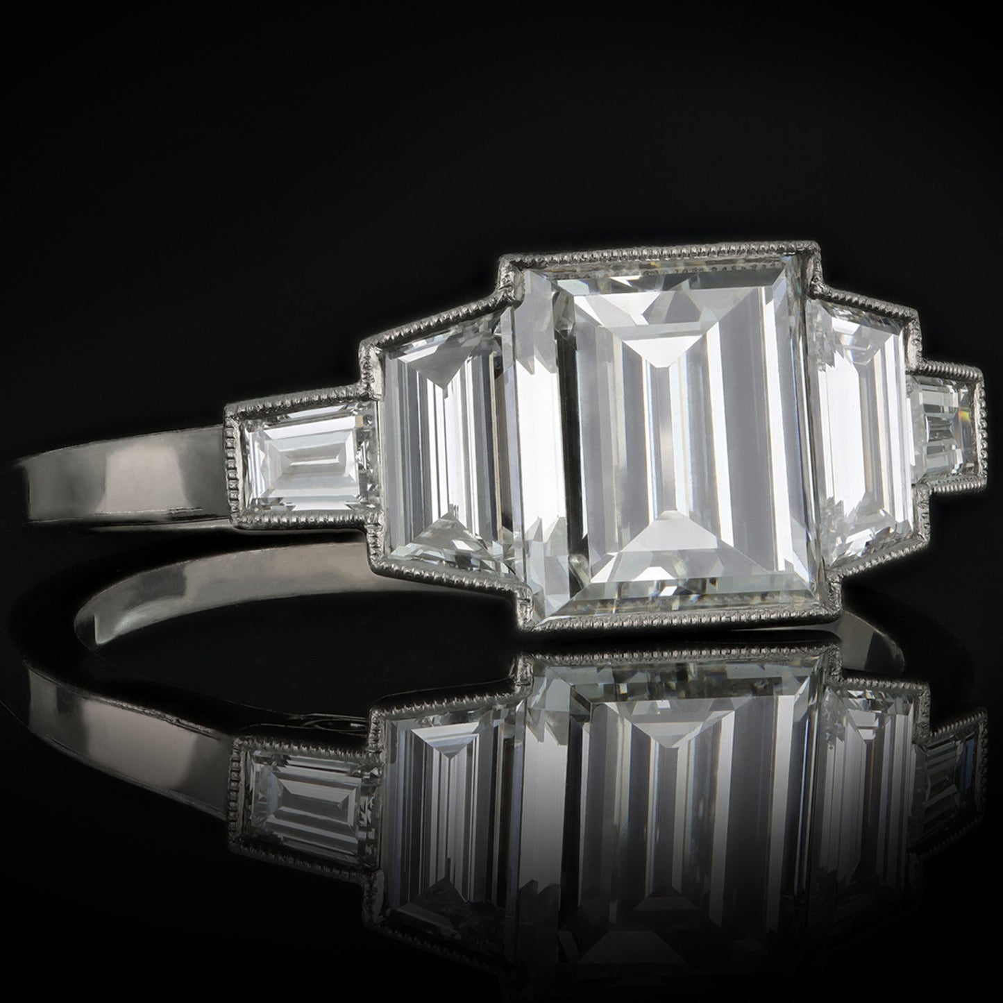 Art Deco Platinum Diamond Ring side