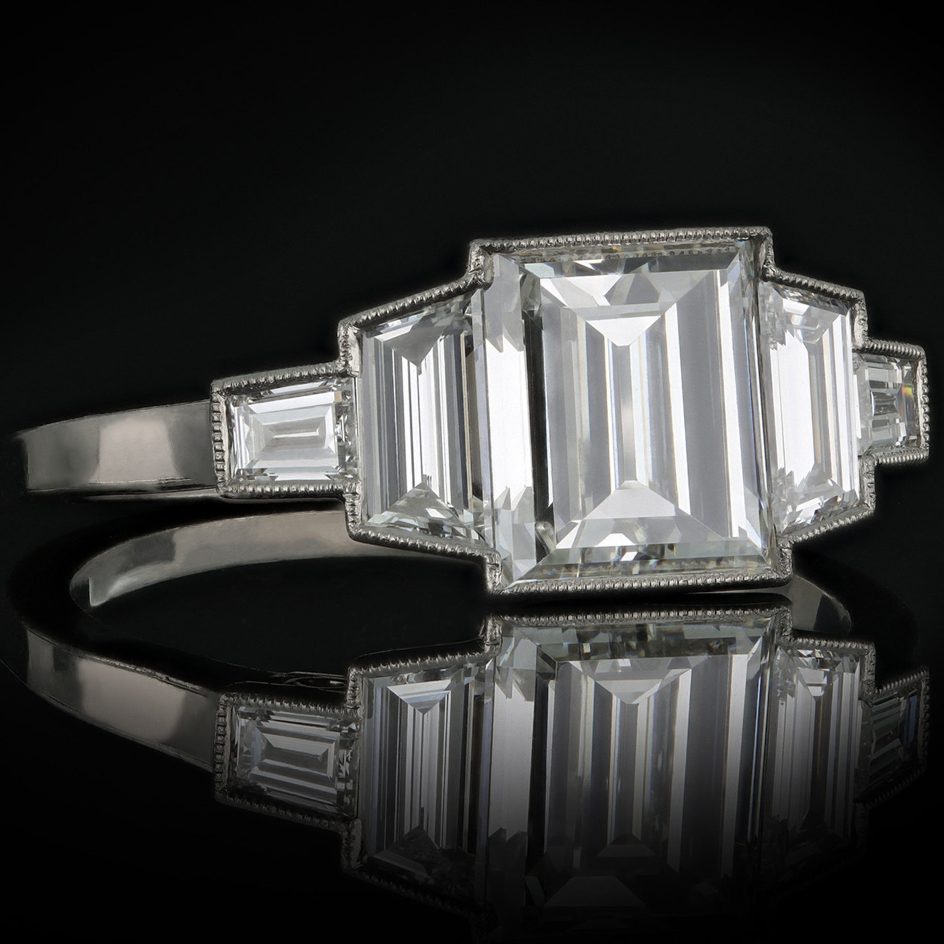Art Deco Platinum Diamond Ring side
