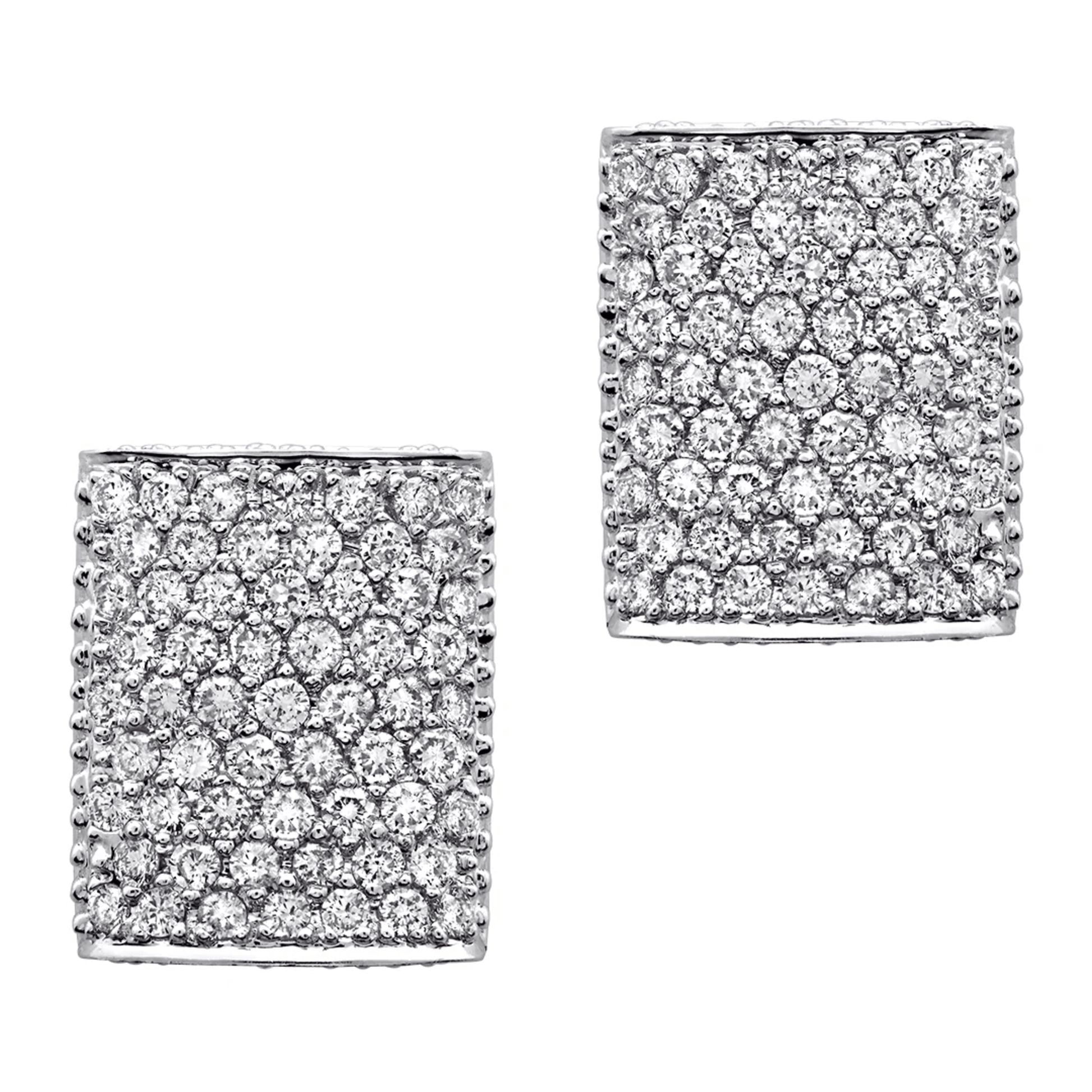 Contemporary 18KT White Gold Diamond Earrings front