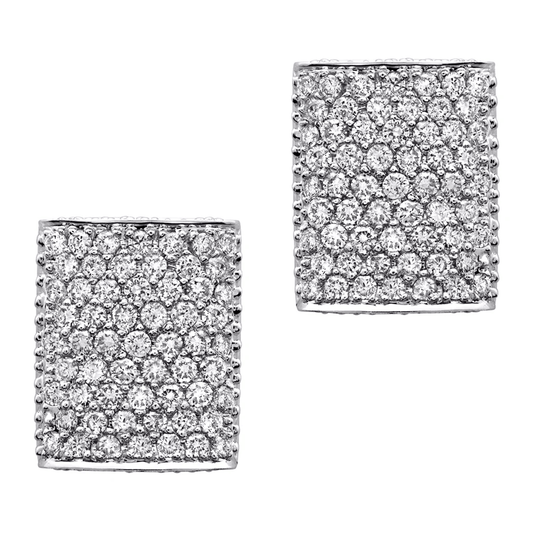 Contemporary 18KT White Gold Diamond Earrings front