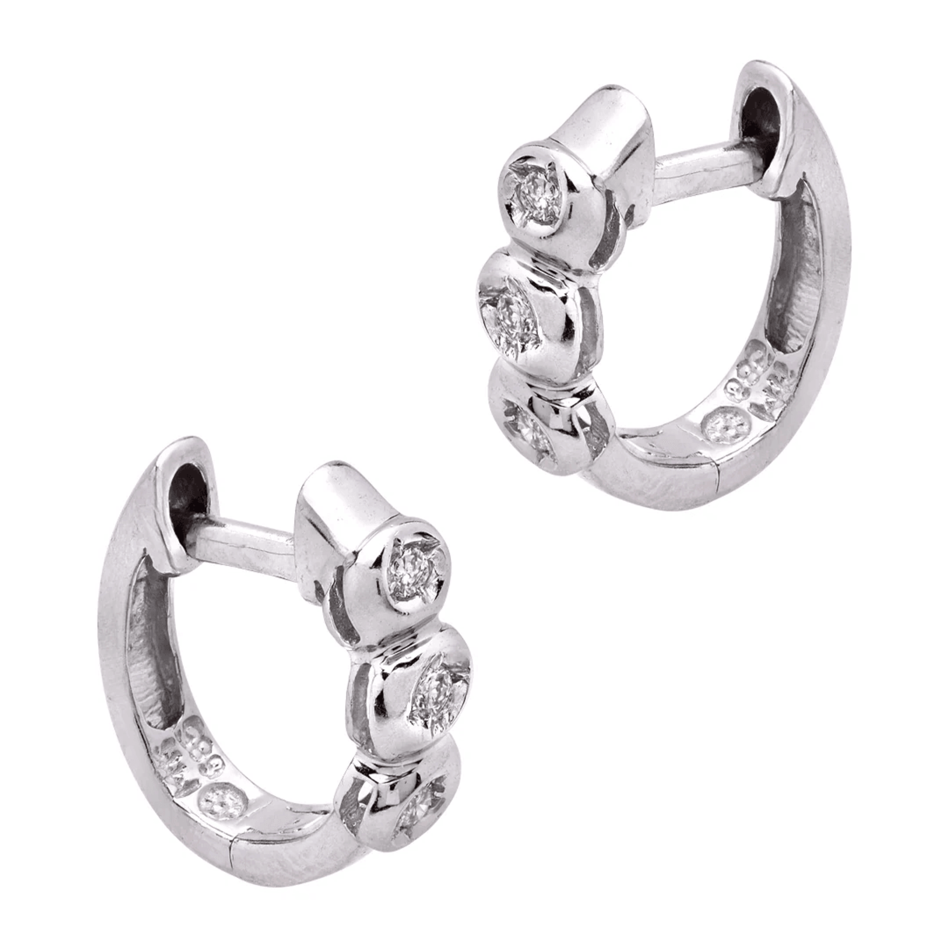 Contemporary 14KT White Gold Diamond Earrings side
