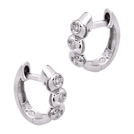 Contemporary 14KT White Gold Diamond Earrings side