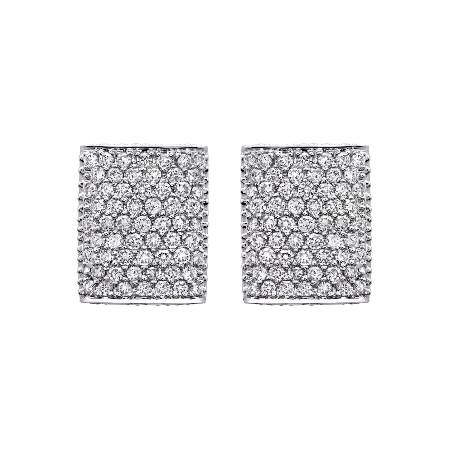 Contemporary 18KT White Gold Diamond Earrings front