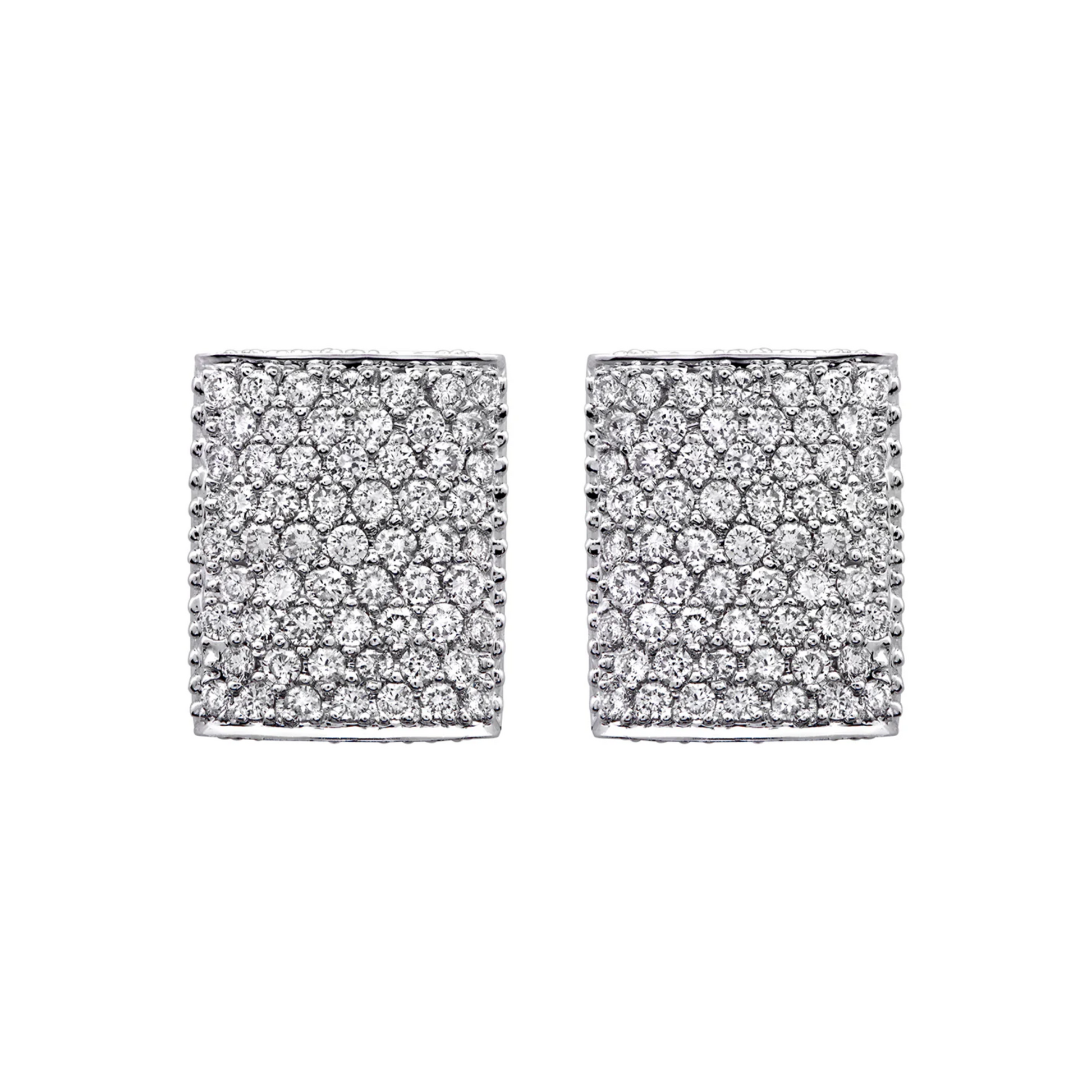 Contemporary 18KT White Gold Diamond Earrings front