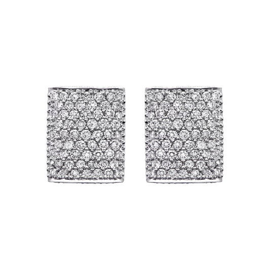 Contemporary 18KT White Gold Diamond Earrings front