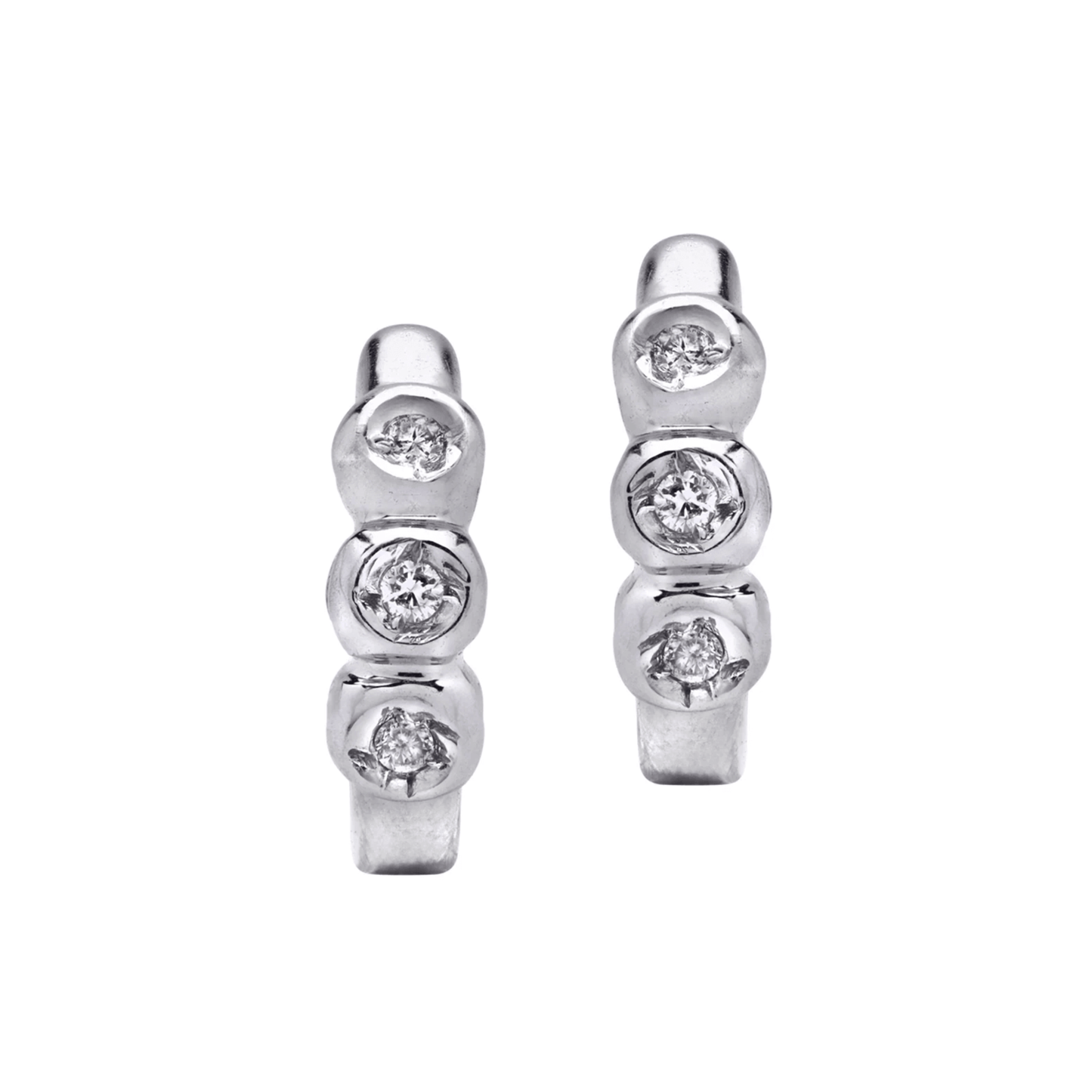 Contemporary 14KT White Gold Diamond Earrings front
