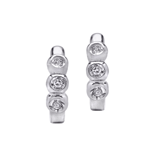 Contemporary 14KT White Gold Diamond Earrings front